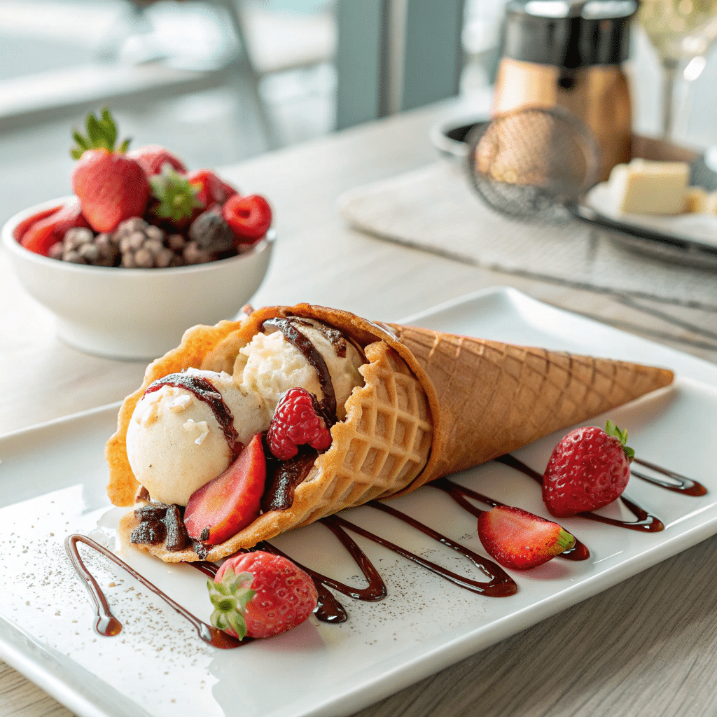 Hong Kong egg waffle rolled into a cone