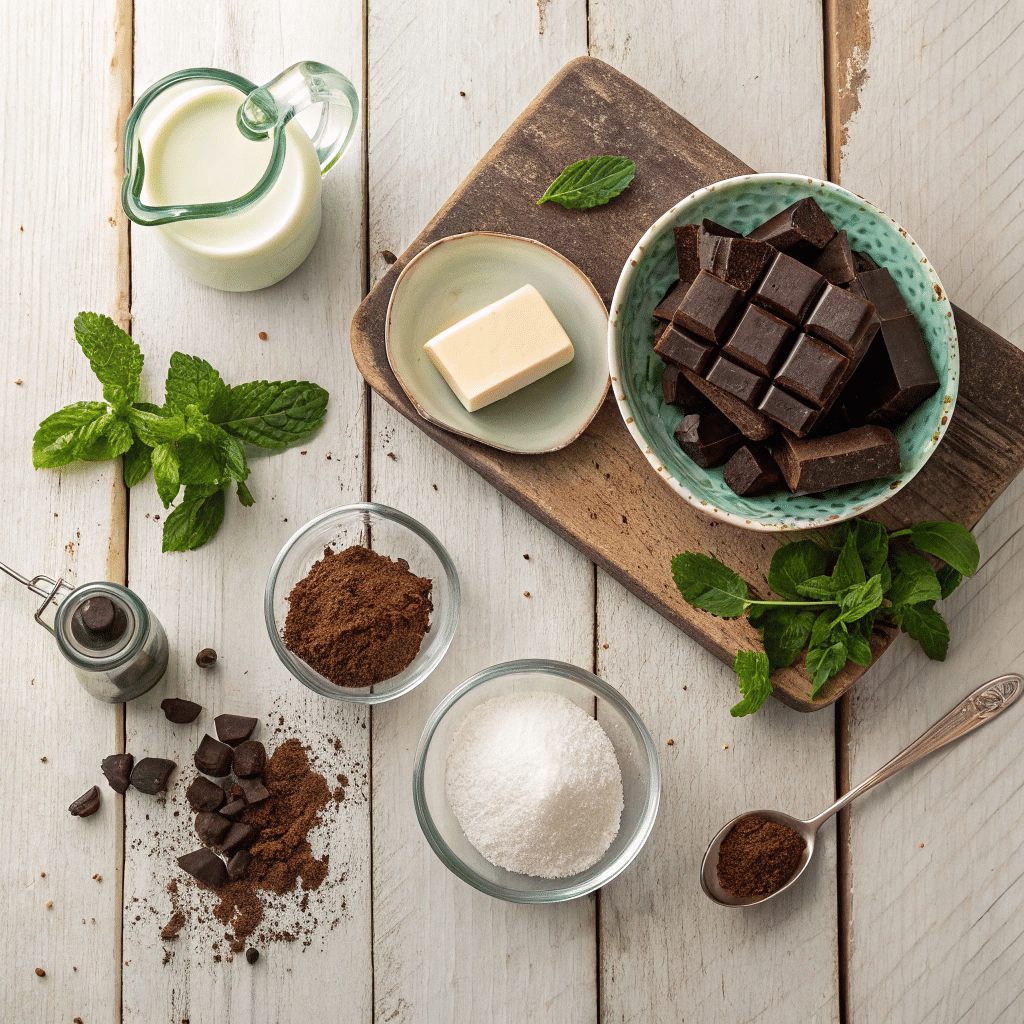 all ingredients for mint chocolate truffles