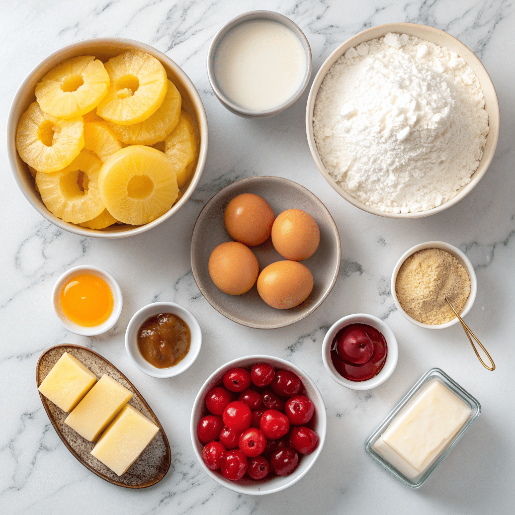 baking ingredients for pineapple upside down cake