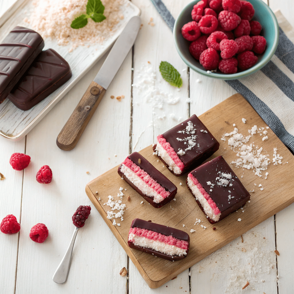 raspberry coconut frozen bars