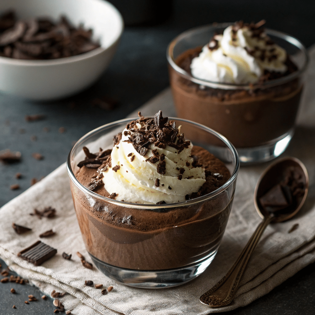 chocolate mousse served in a glass cup
