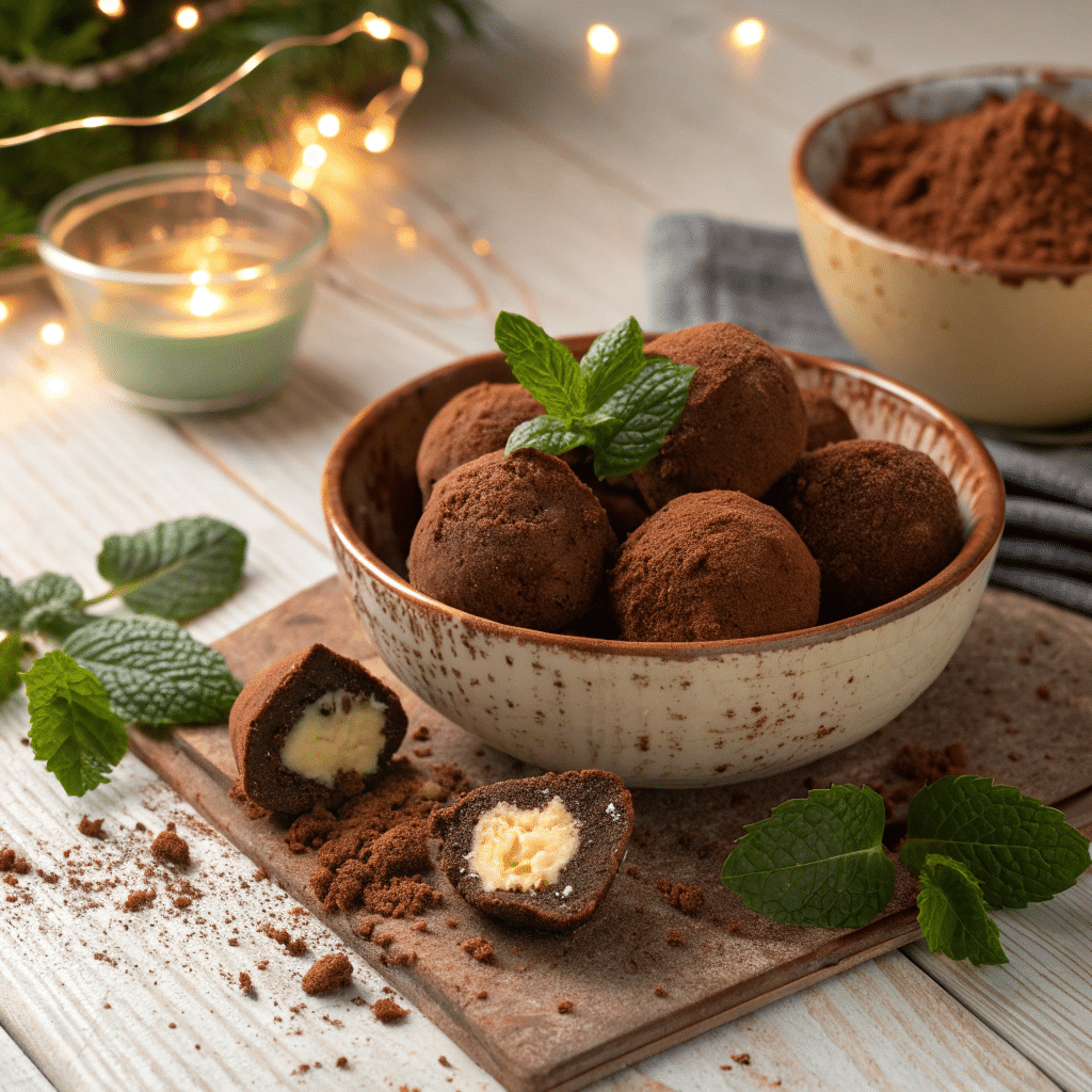 Rich chocolate truffles dusted in cocoa powder