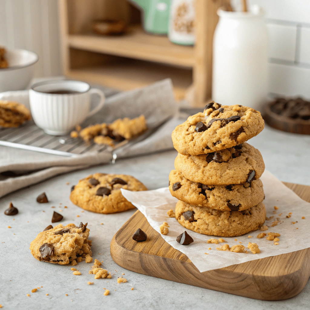 Stack of freshly baked almond flour cookies