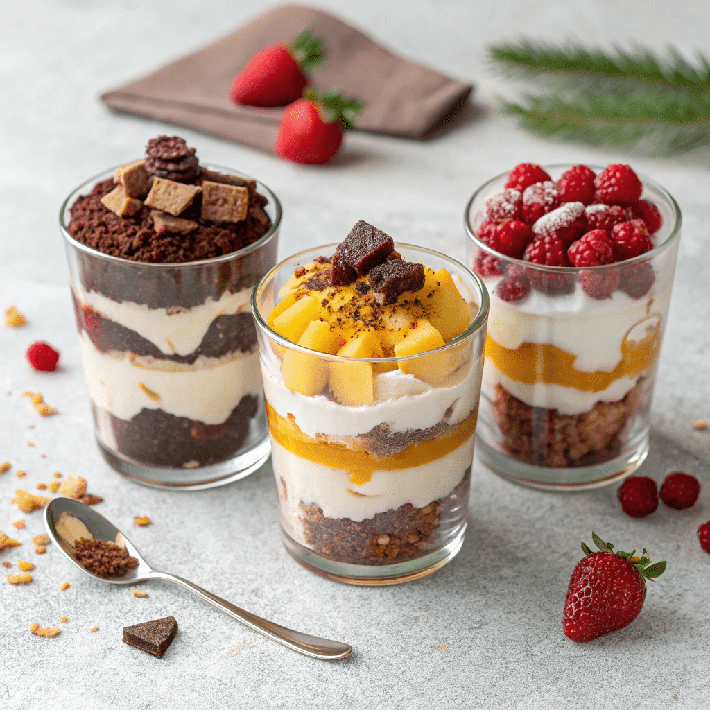 Three different mini trifles
