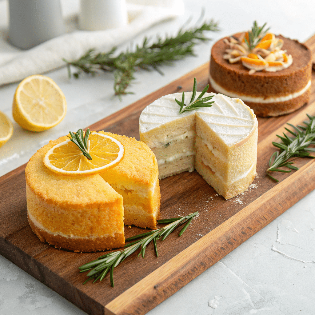 Three small cakes
