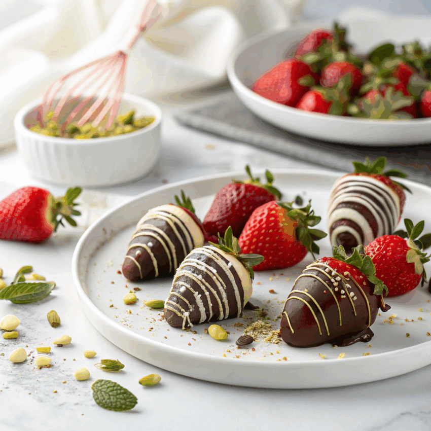 glossy chocolate dipped strawberries