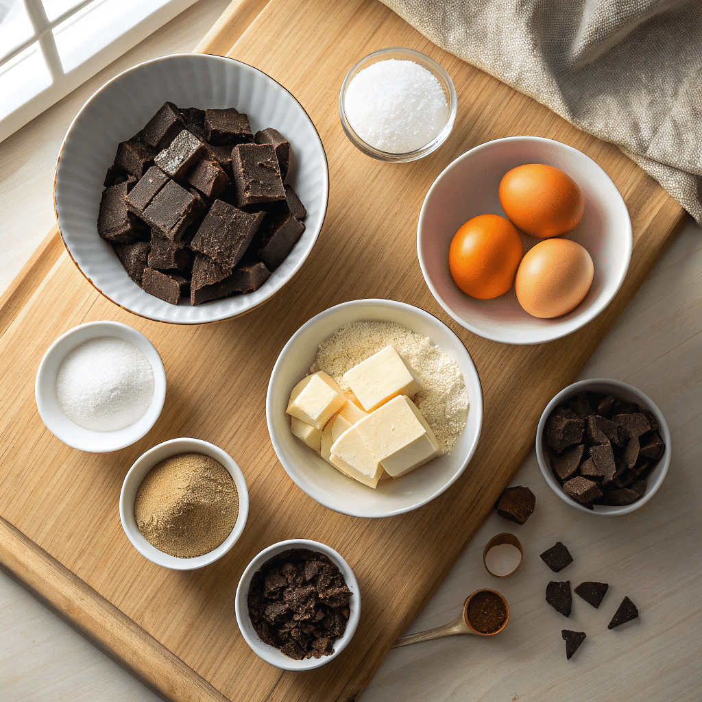 all ingredients for molten skillet chocolate cake