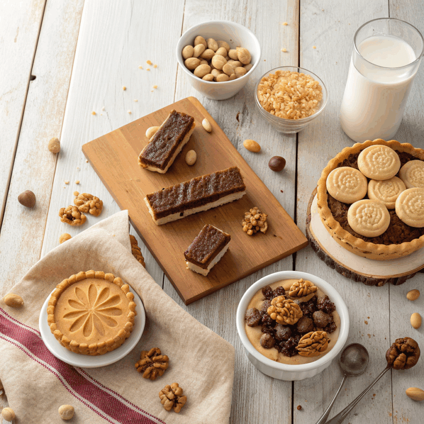 assortment of nutty desserts