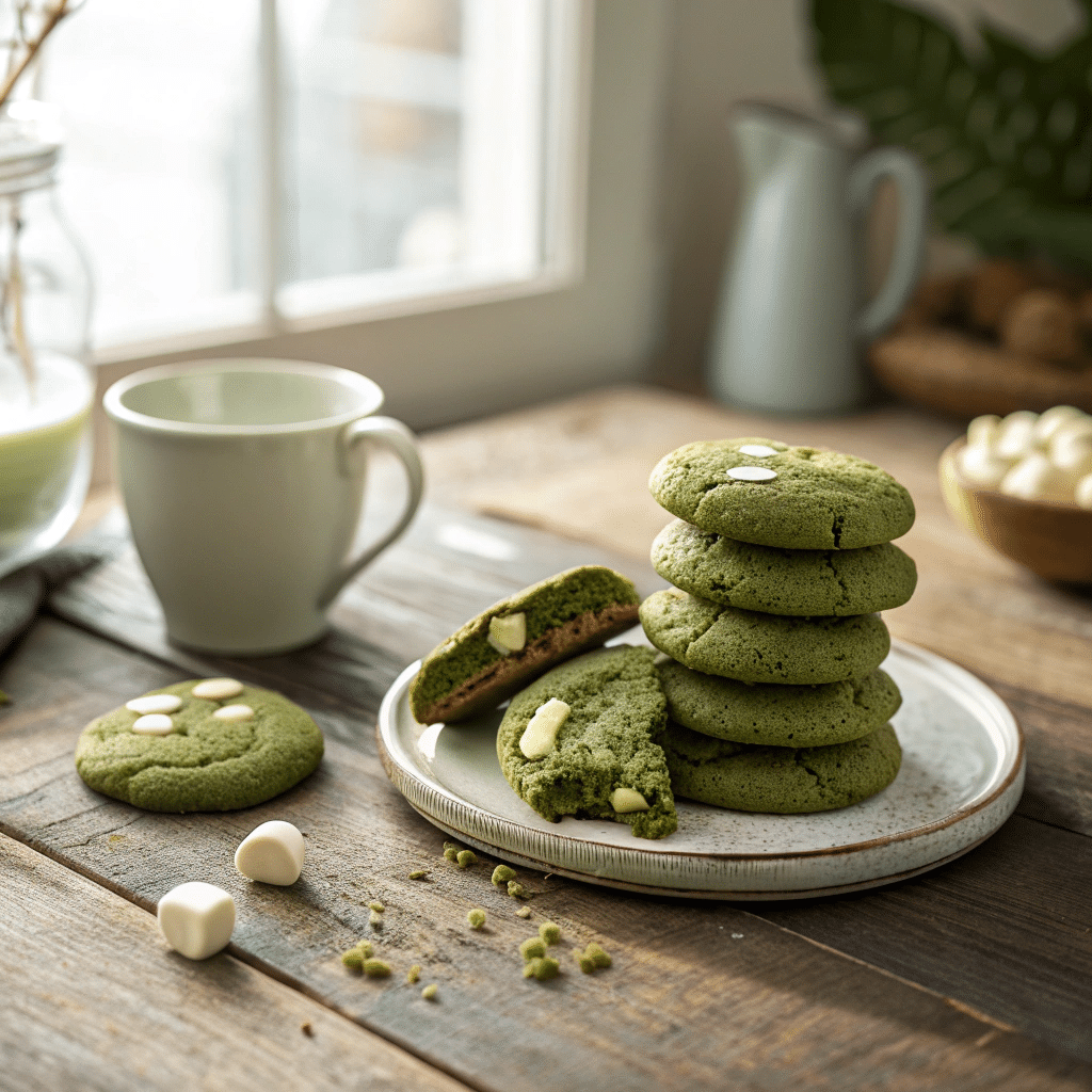 freshly baked green tea matcha cookies