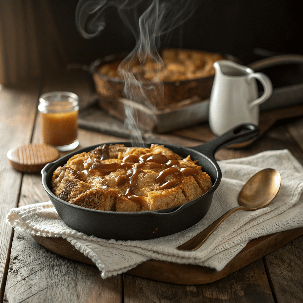 golden skillet bread pudding baked