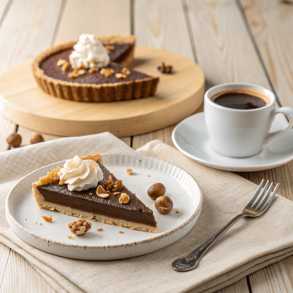 slice of hazelnut chocolate tart