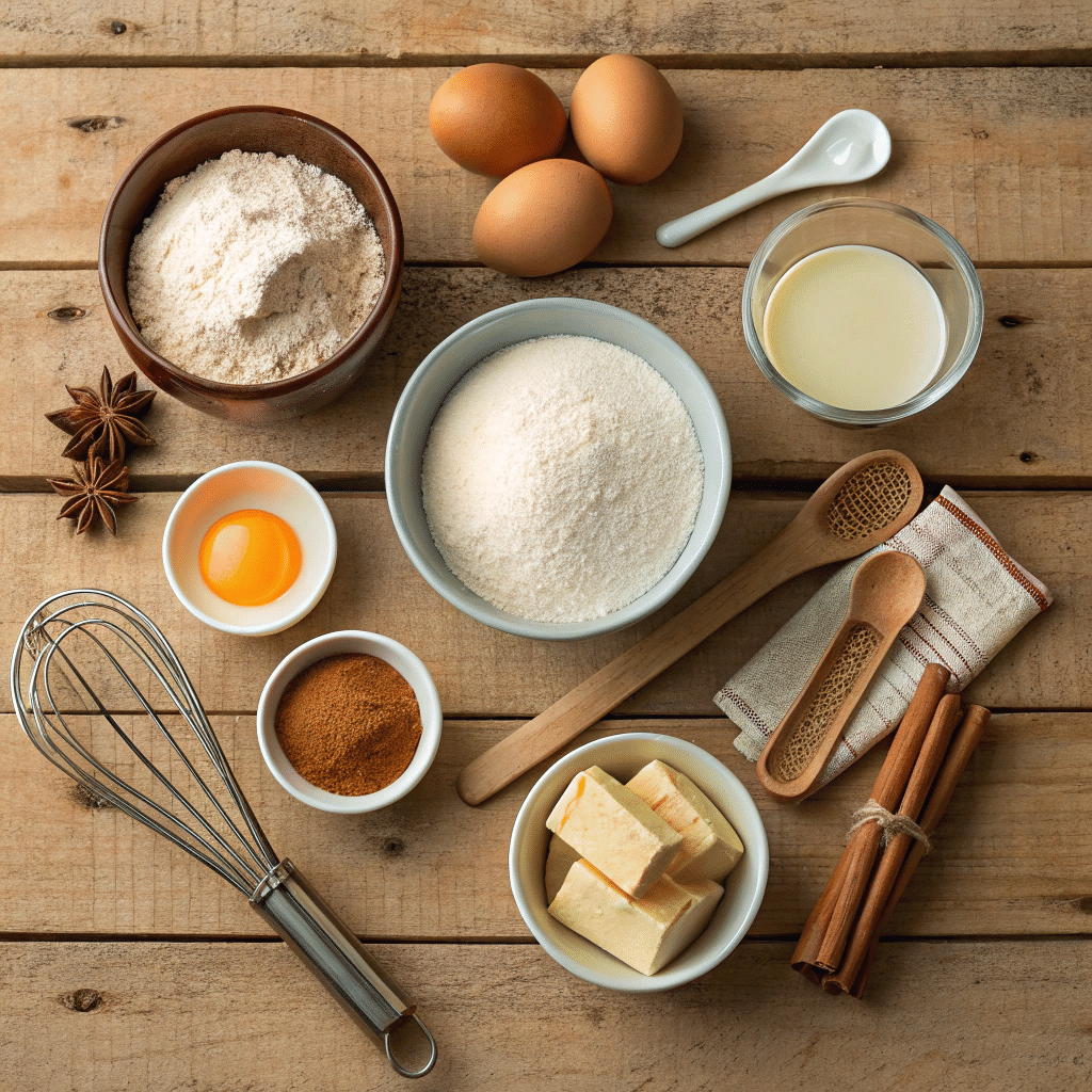 all ingredients for cinnamon sugar skillet bread