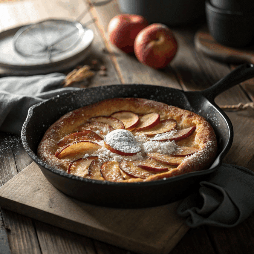 freshly baked apple skillet pancake