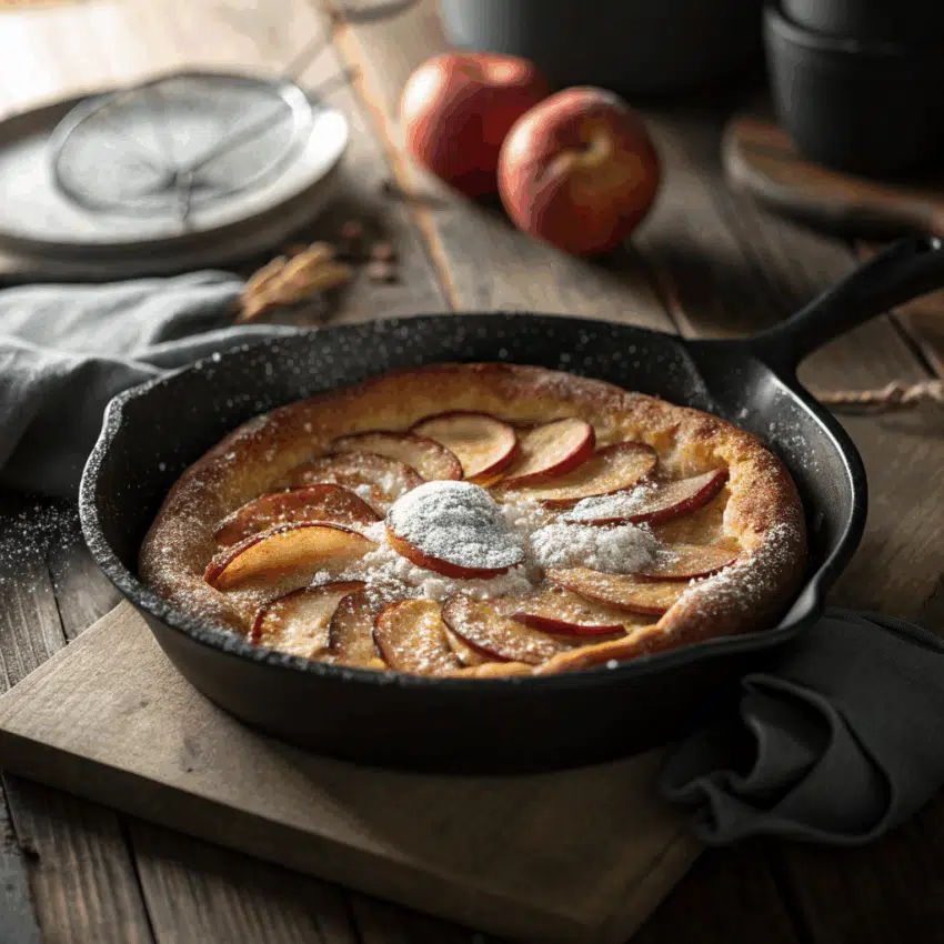freshly baked apple skillet pancake