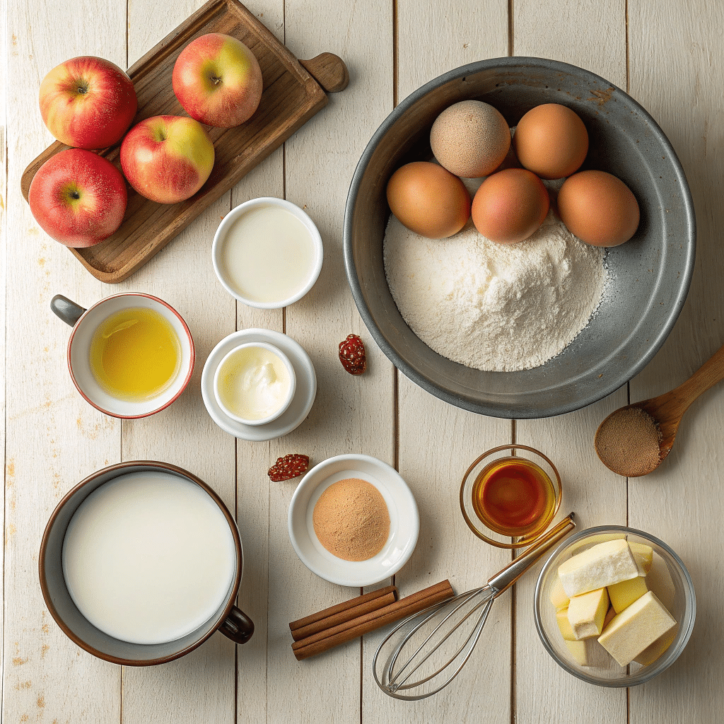 all ingredients for apple skillet pancake