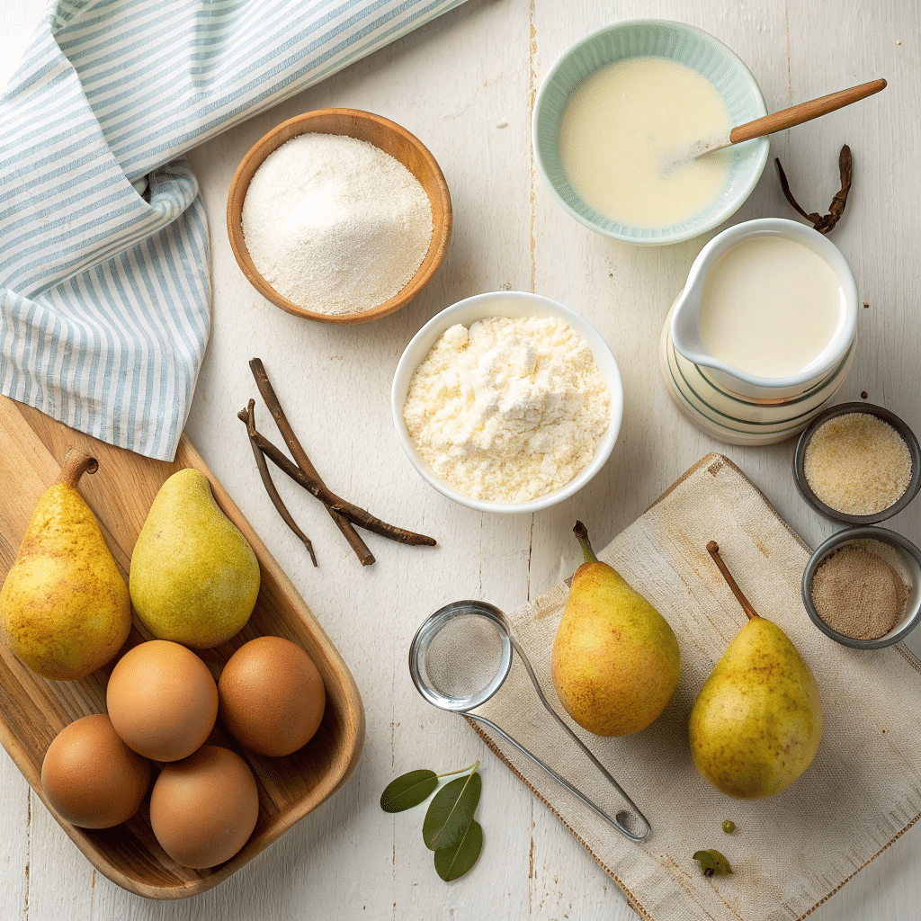all ingredients for pear clafoutis