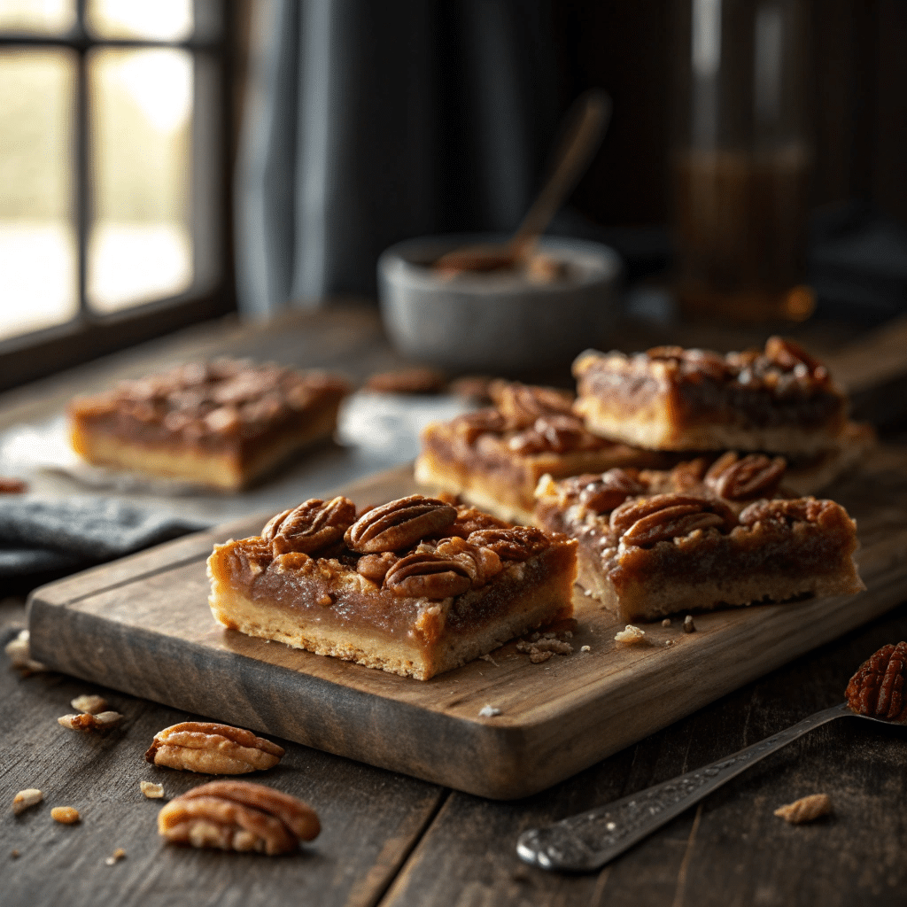 freshly baked pecan pie bars