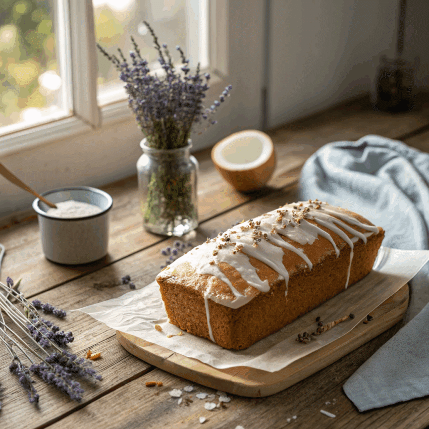 coconut lavender loaf cake