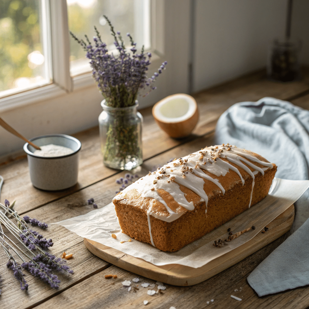 coconut lavender loaf cake