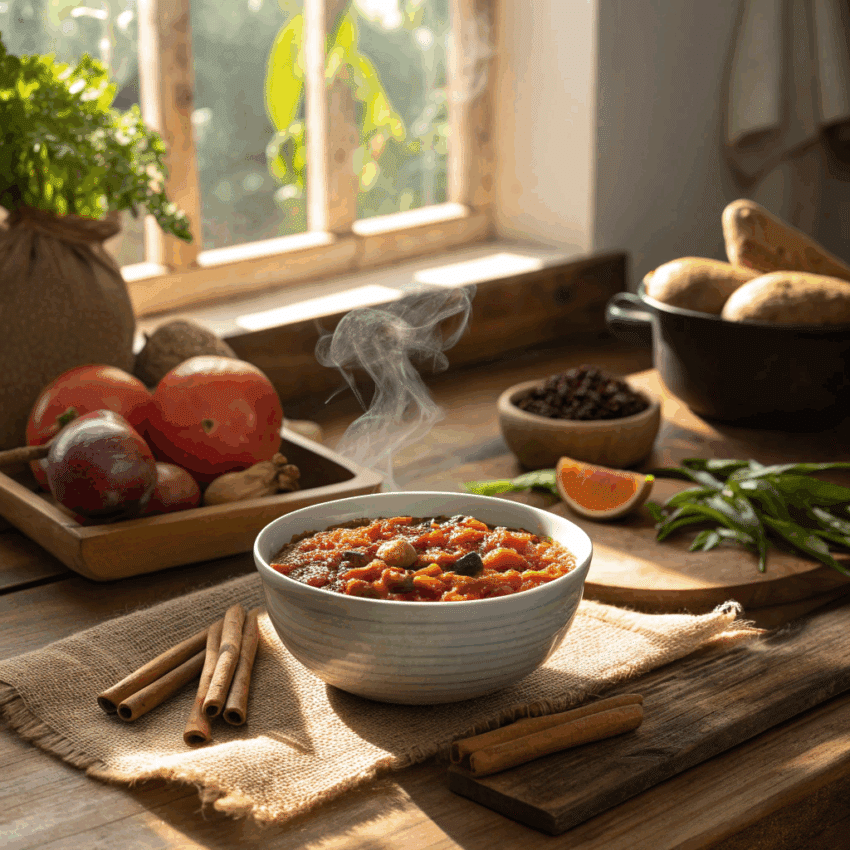 steaming bowl of habichuelas con dulce sweet beans