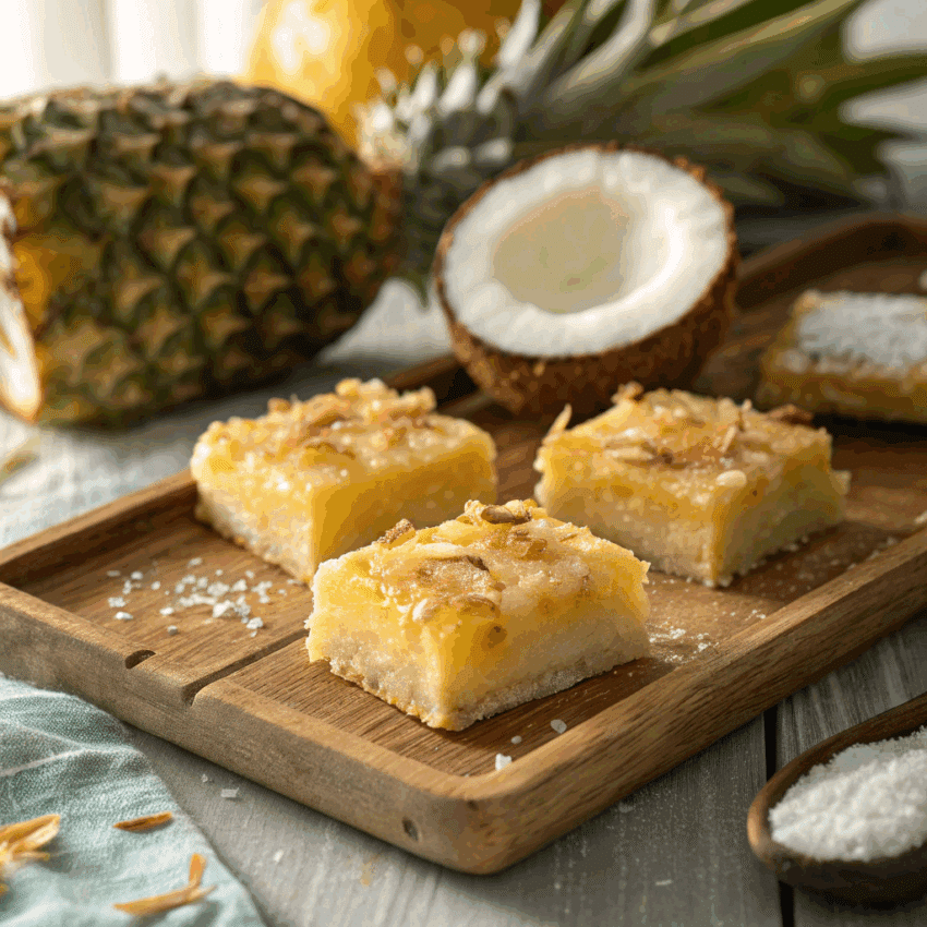 freshly baked pineapple coconut cassava bars
