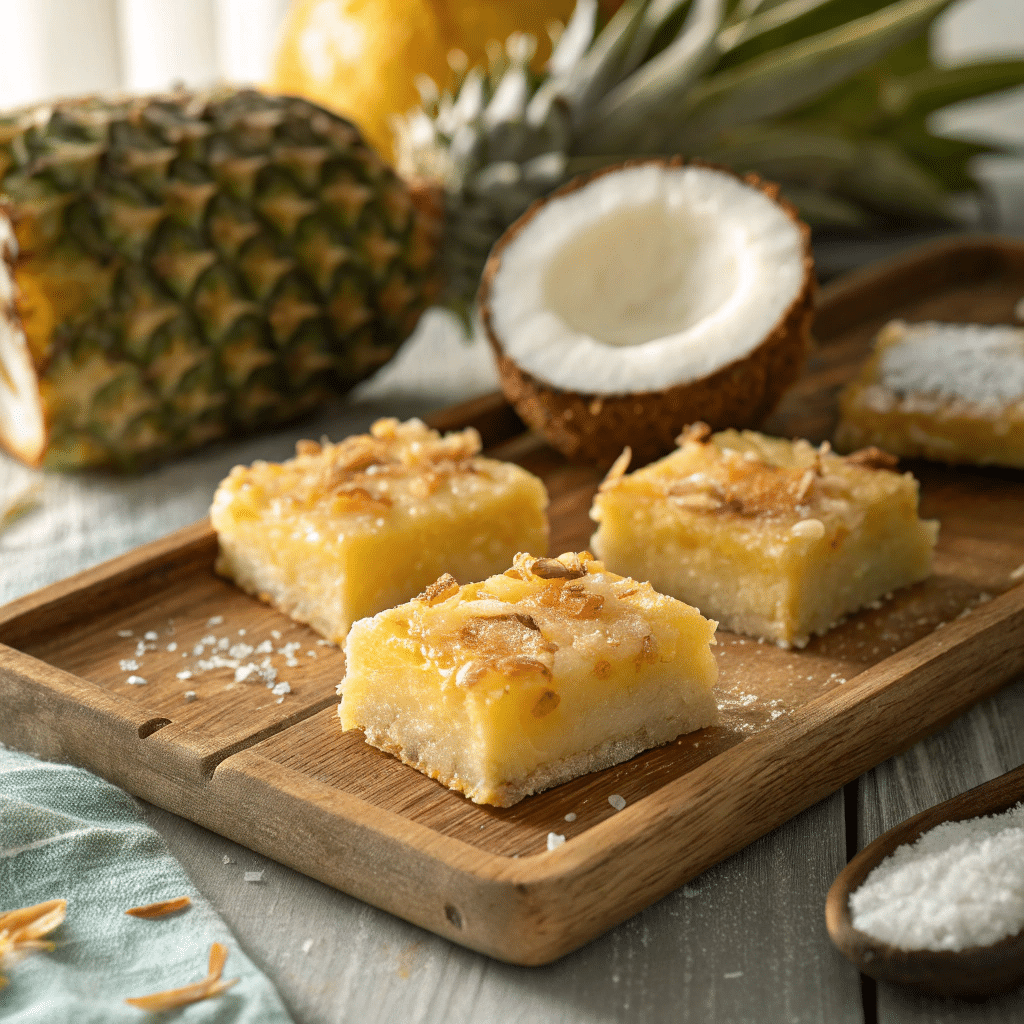 freshly baked pineapple coconut cassava bars