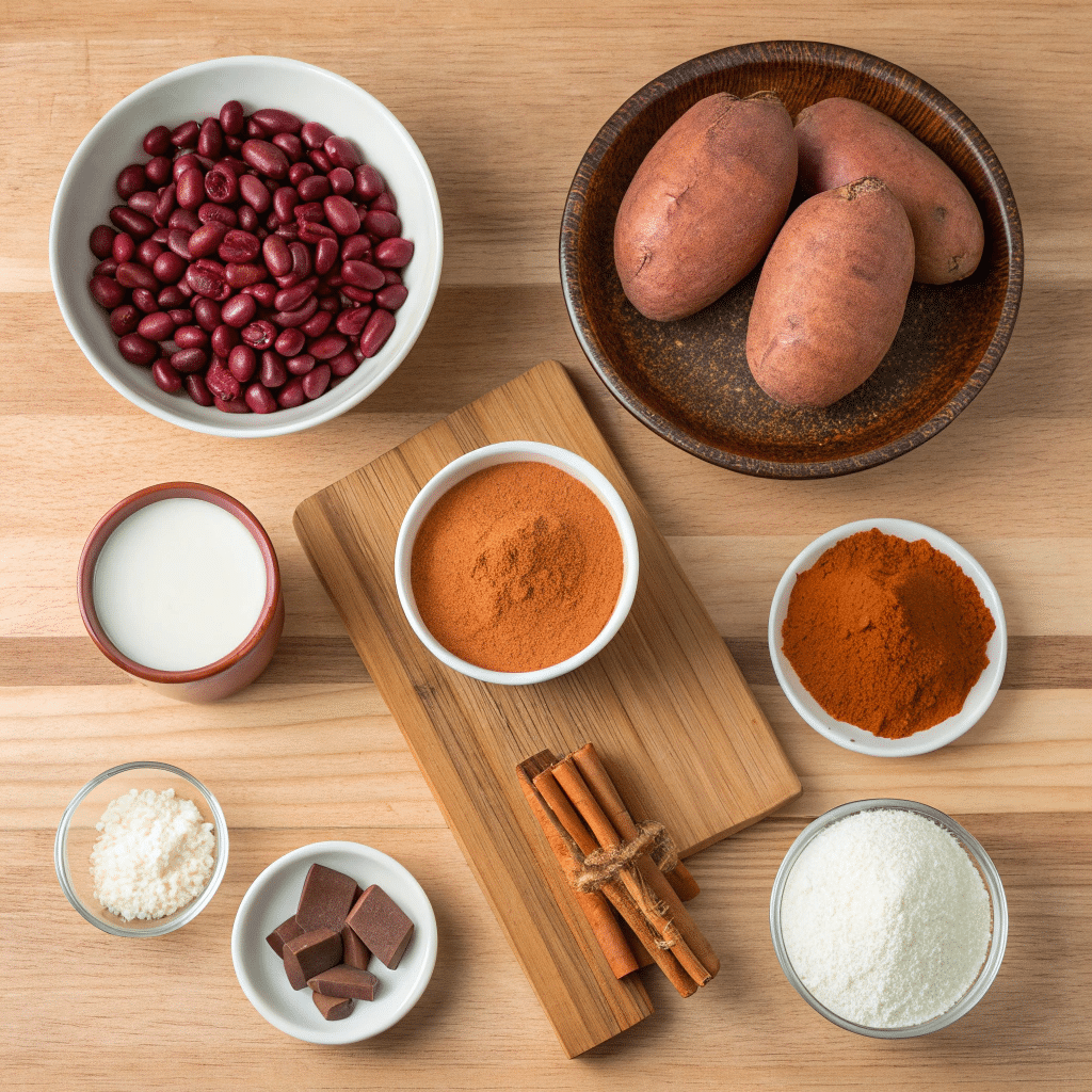 all ingredients for habichuelas con dulce