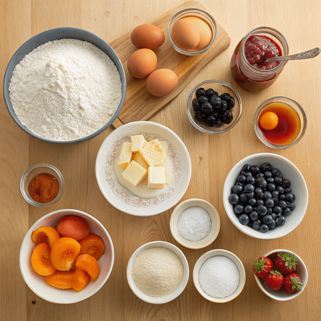 Ingredients for Czech kolache sweet buns