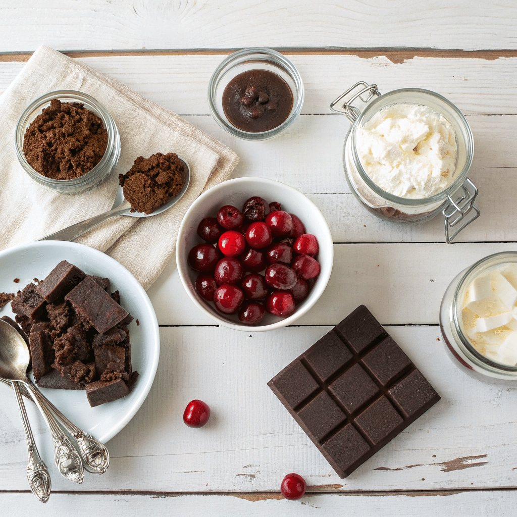 ingredients for Black Forest dessert jars
