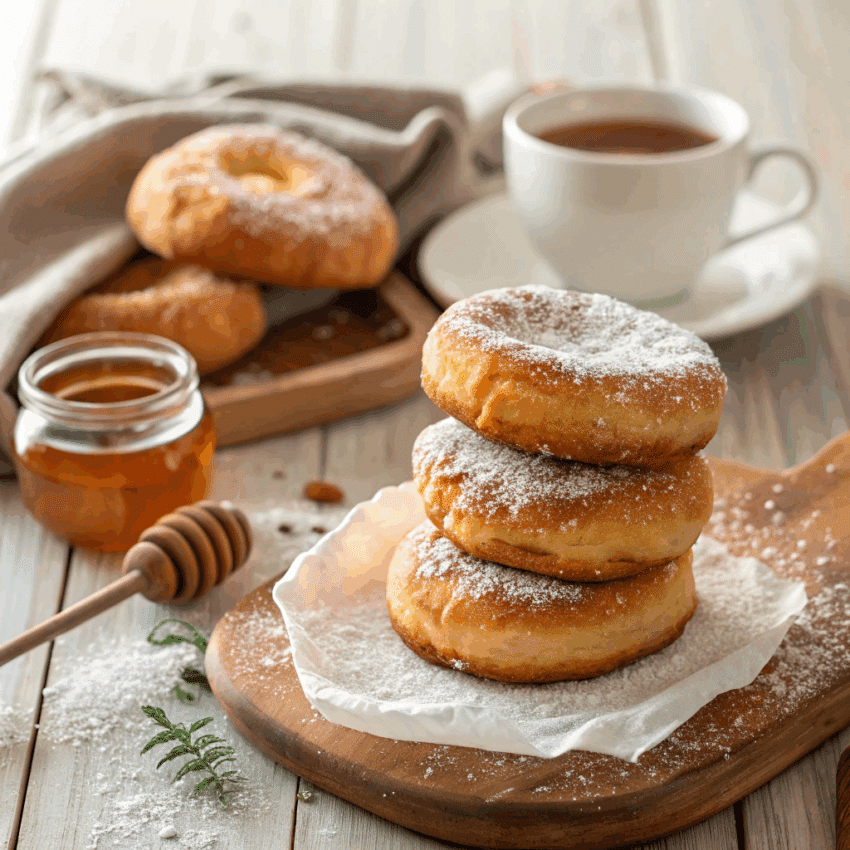 Kazakh Shelpek sweet fried bread stacked