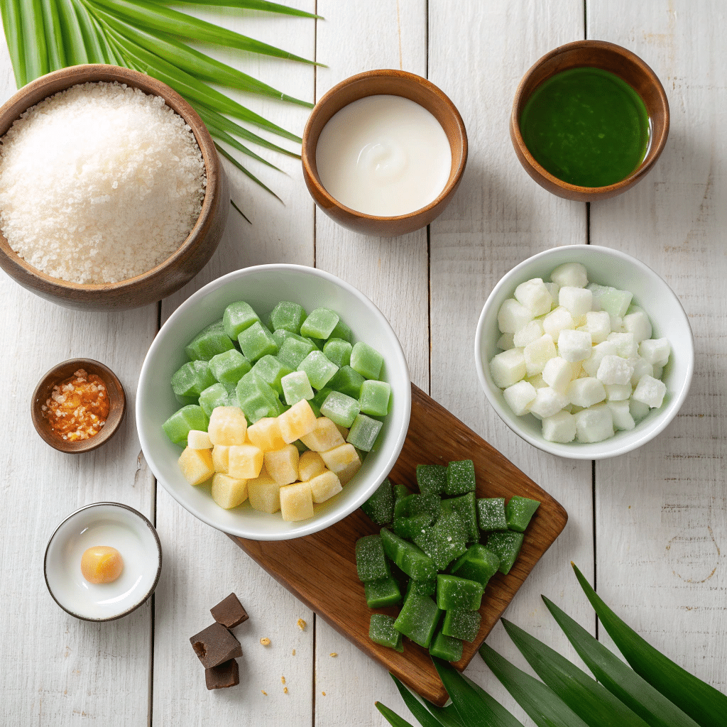 Buko Pandan Salad ingredients