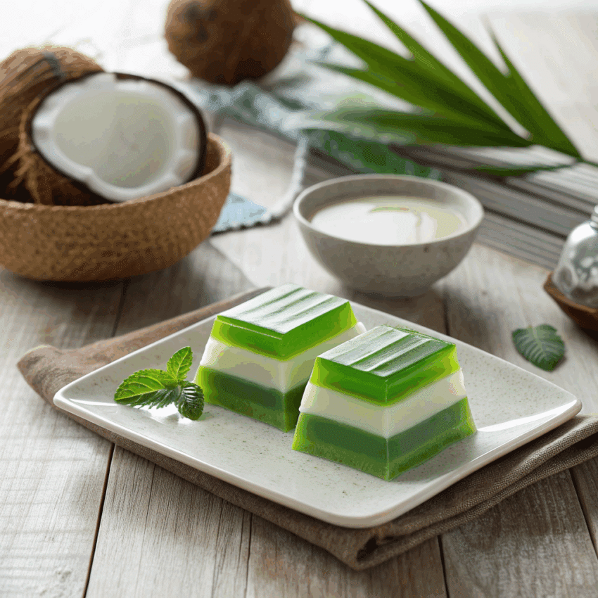 Thai Pandan Khanom Chan layered jelly