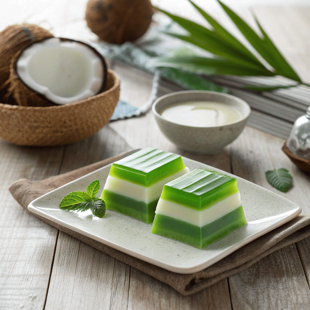 Thai Pandan Khanom Chan layered jelly