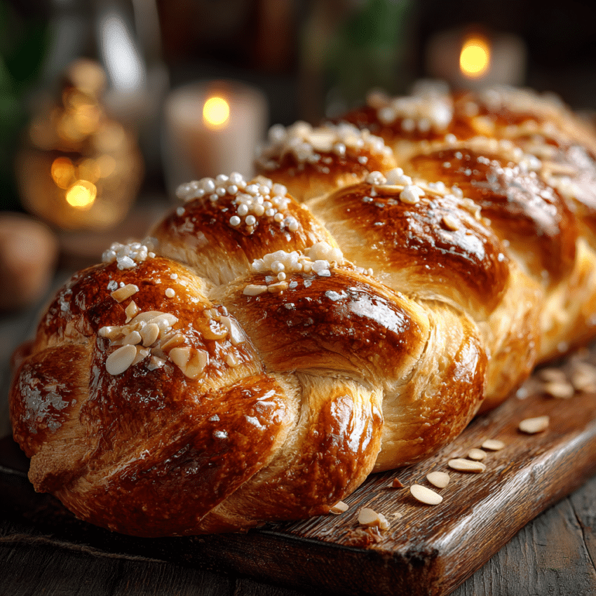 czech vanocka sweet challah loaf