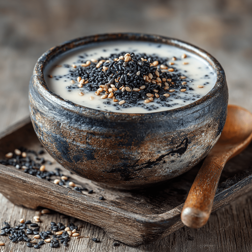 bowl of creamy black sesame pudding