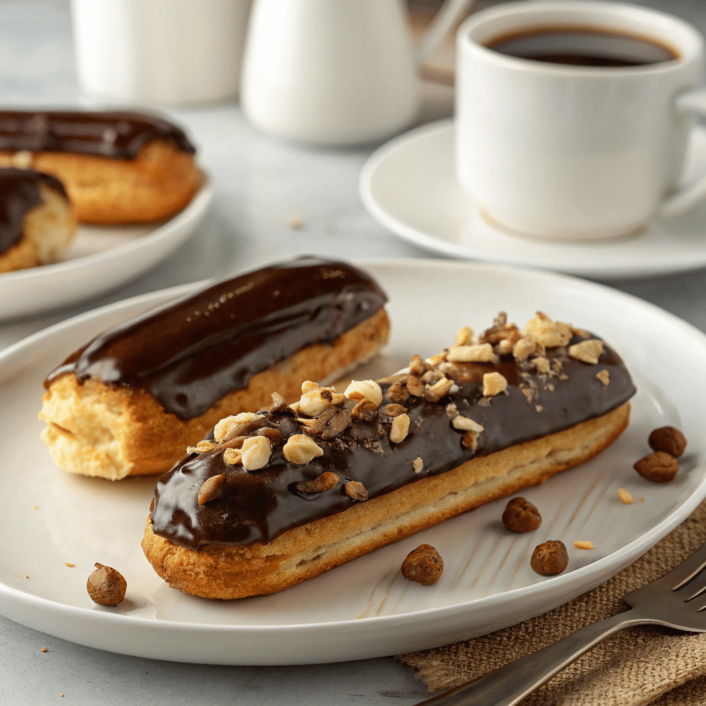 Coffee and hazelnut éclairs