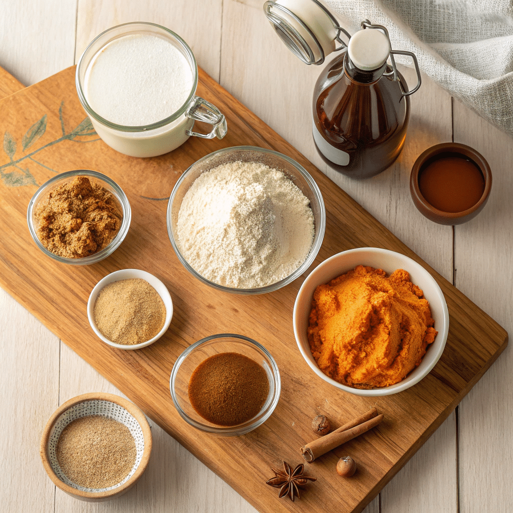 Ingredients for a pumpkin chai mug cake