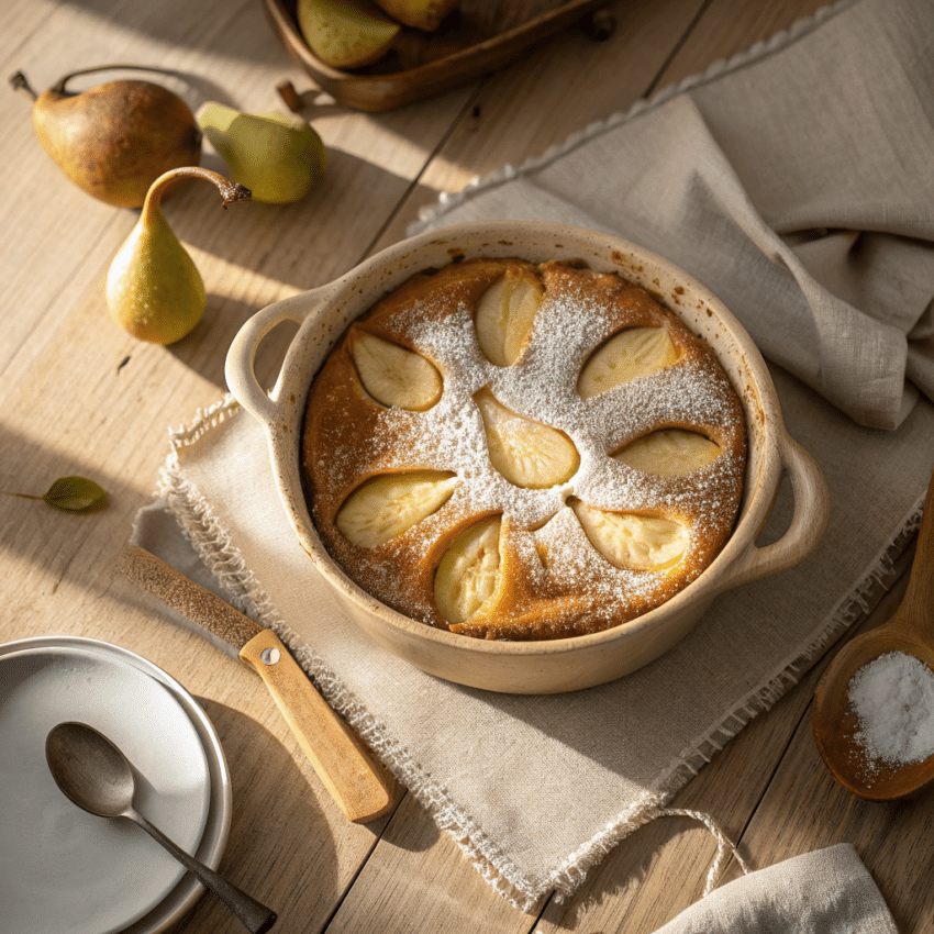 golden-brown spiced pear clafoutis fresh
