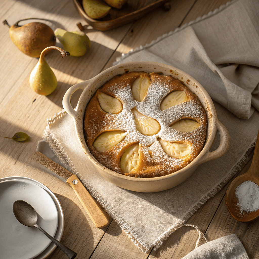 golden-brown spiced pear clafoutis fresh