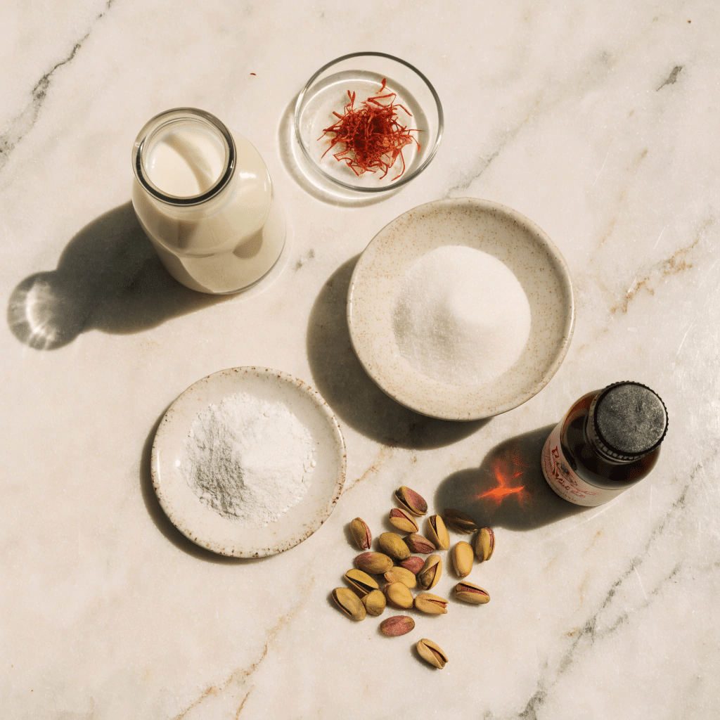 Saffron milk pudding ingredients