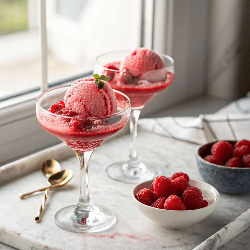 champagne raspberry sorbet