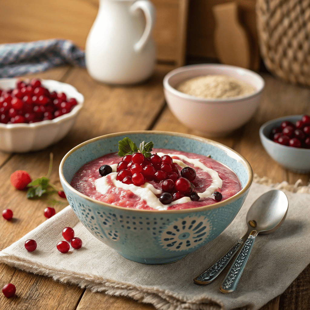 bowl of Finnish vispipuuro berry porridge