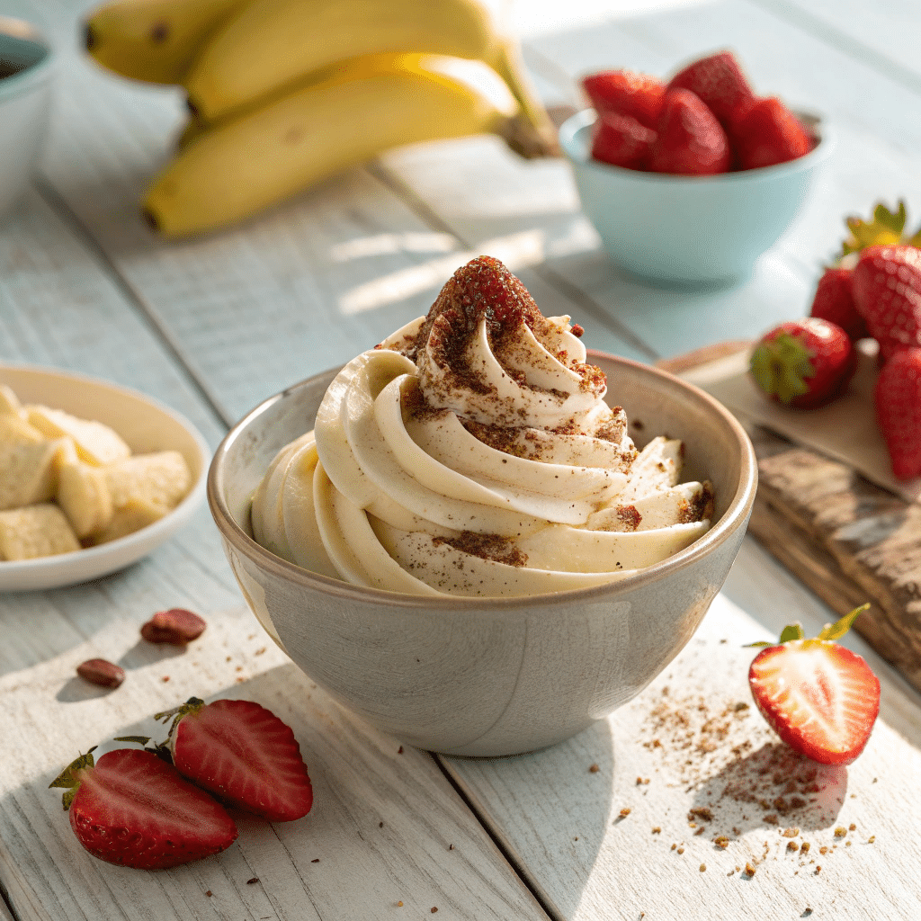 Bowl of frozen banana cream