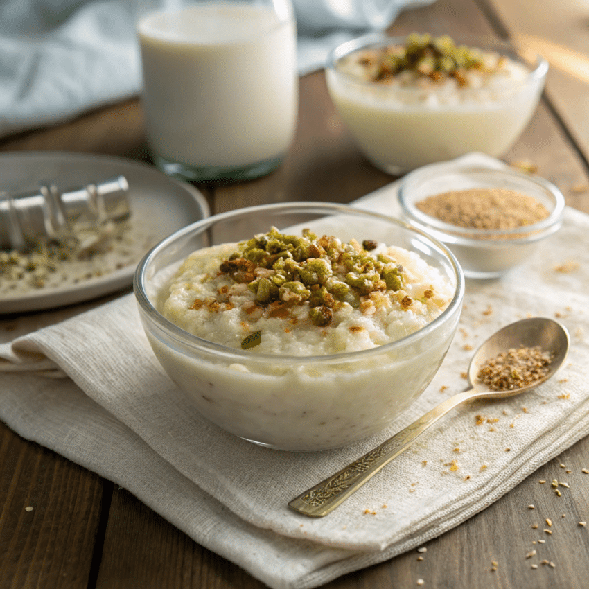 Egyptian roz bel laban pudding