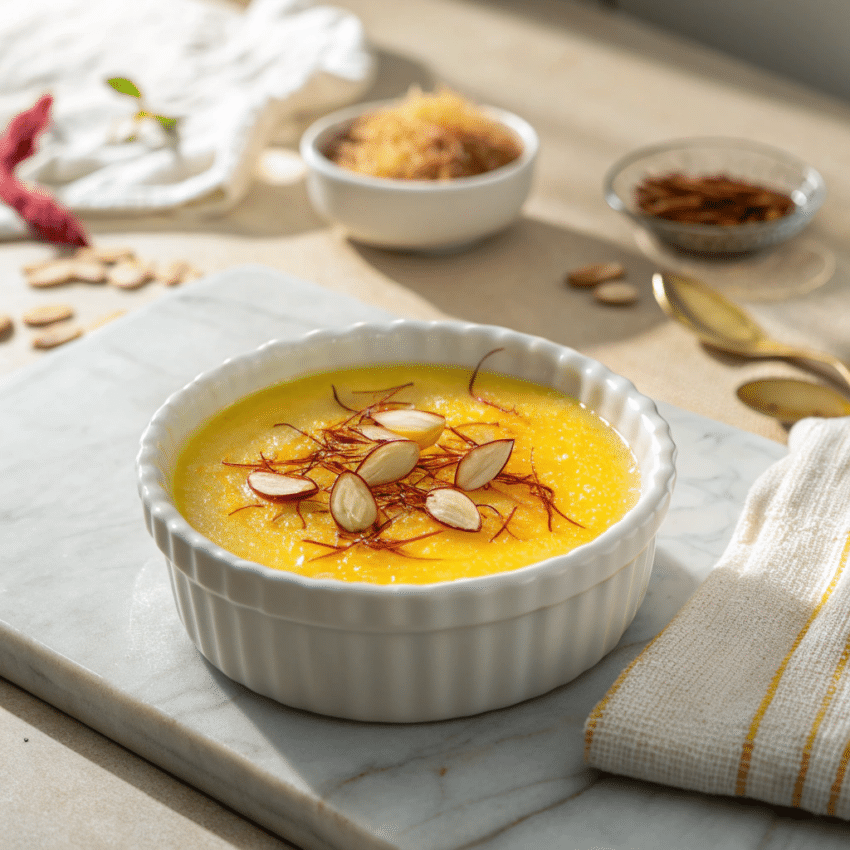 Persian sholeh zard saffron pudding