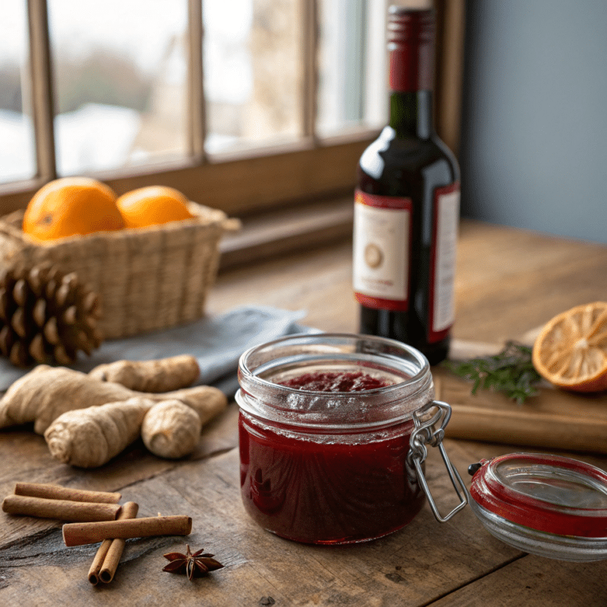 warm ginger mulled wine jelly