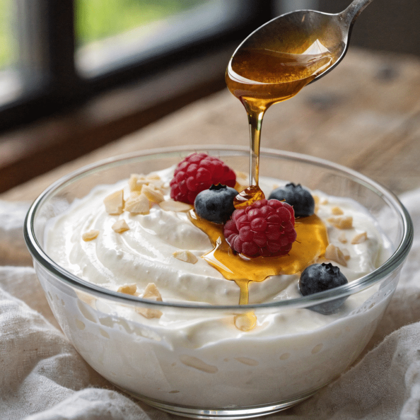 creamy Icelandic skyr honey dessert