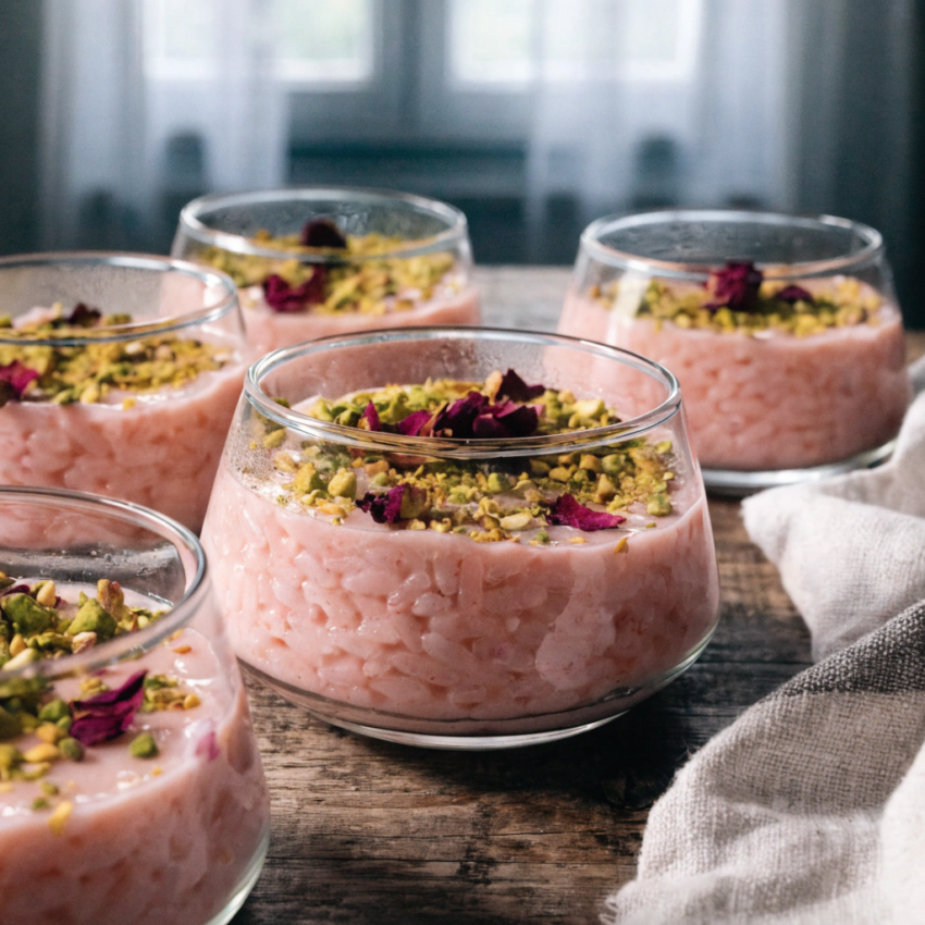 Ottoman rosewater pudding