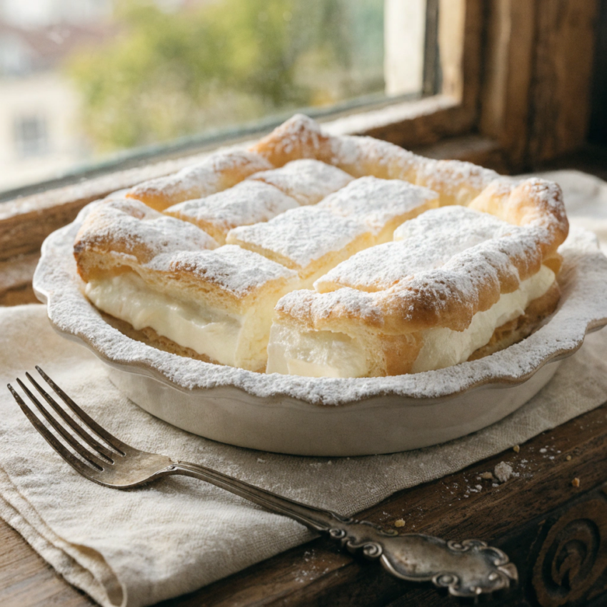 freshly baked Hungarian túrós lepény dessert