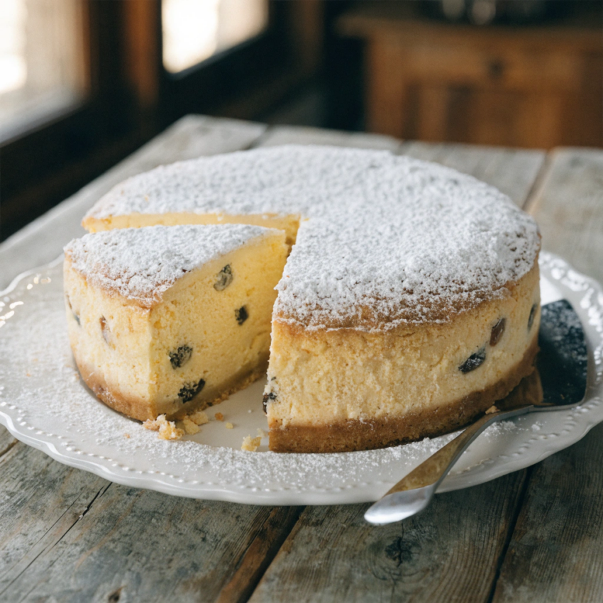 baked Polish Sernik Krakowski cheesecake